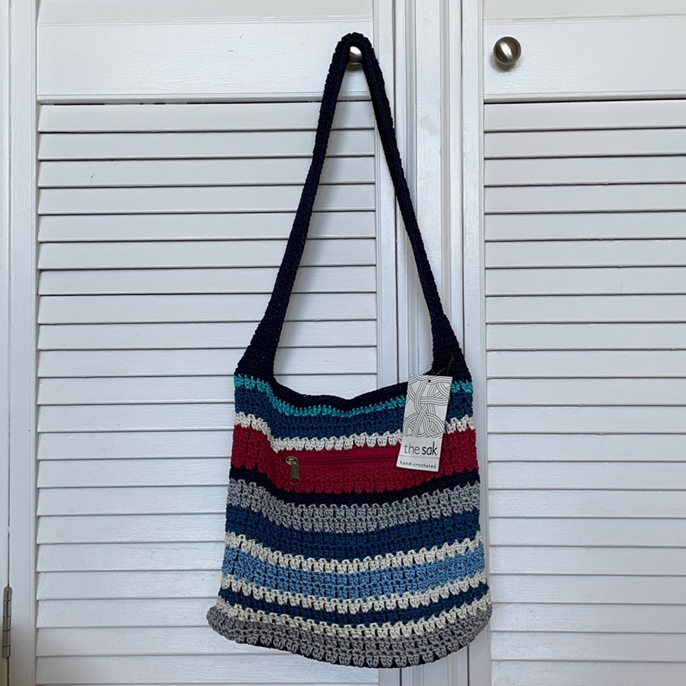 The SAK Amberly Crochet Medium Hobo Marina Stripe